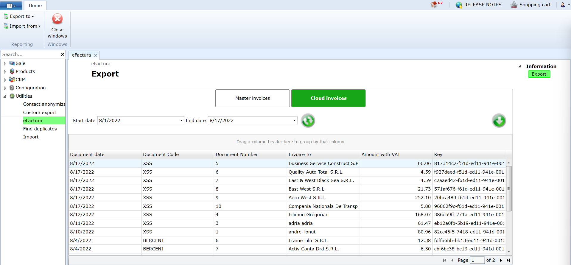 Integrare RO e-Factura